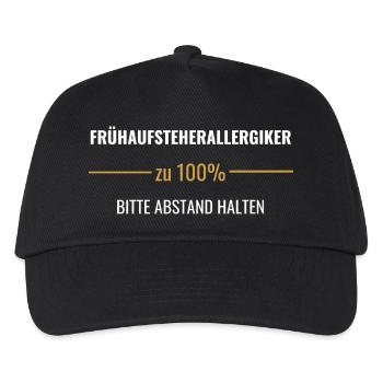 Frühaufsteherallergiker – Bitte Abstand halten - Kinder Basecap - Schwarz - Vorne