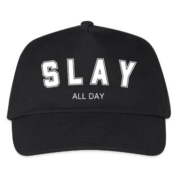 SLAY ALL DAY (white) Trikot Design - Kinder Basecap - Schwarz - Vorne