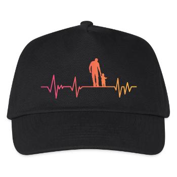 Vater und Sohn Herzschlag Geschenk Vater Sohn - Kinder Basecap - Schwarz - Vorne