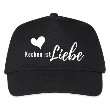 Kochen ist Liebe – Herzlogo - Kinder Basecap - Schwarz - Vorne