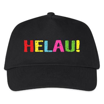 Helau Schrift Aufschrift - Kinder Basecap - Schwarz - Vorne