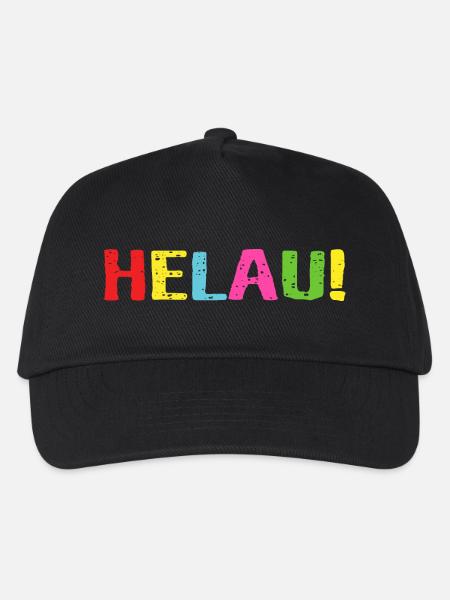 Helau Schrift Aufschrift - Kinder Basecap - Schwarz