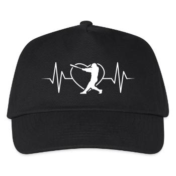 Baseball Herzschlag - Kinder Basecap - Schwarz - Vorne