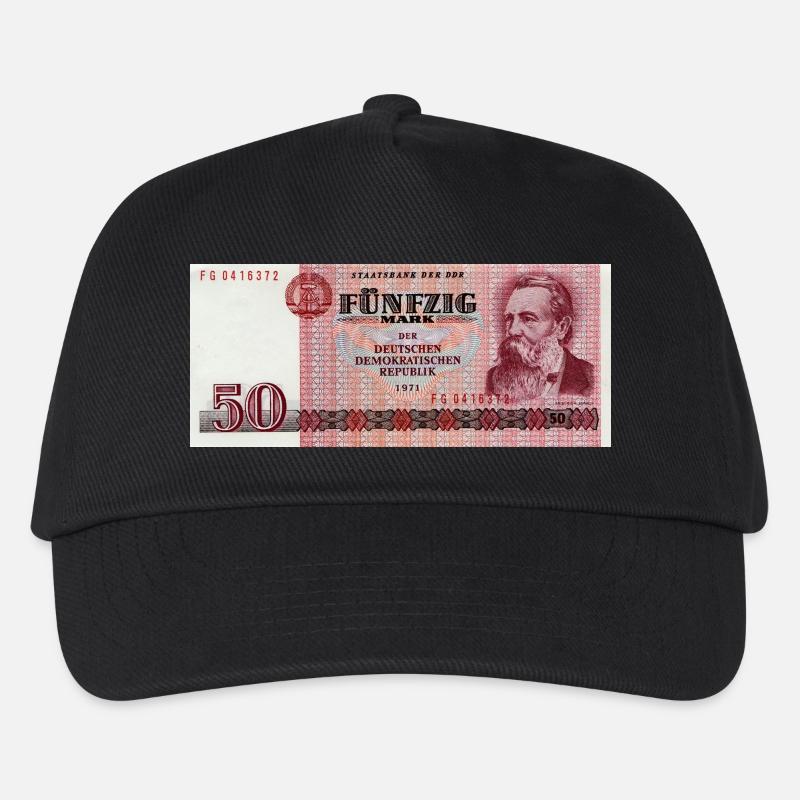 50 Markschein der DDR - Kinder Basecap - Schwarz