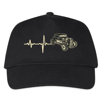 Geschenk Heartbeat Hot Rod hotrod - Kinder Basecap - Schwarz - Vorne