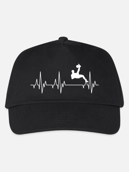 Herzschlag EKG Fußball Spieler Fussball - Kinder Basecap - Schwarz