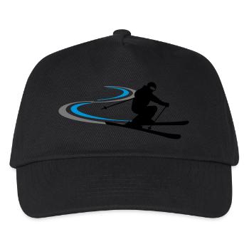 Winter - Skifahrer - Kinder Basecap - Schwarz - Vorne