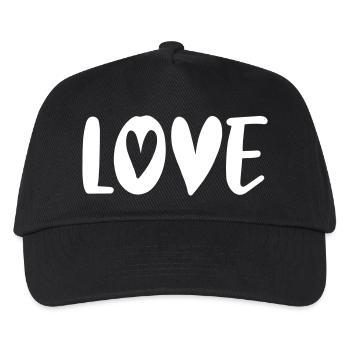 Love Heart White Handwriting Valentine's Day Love Couple - Kids’ Baseball Cap - black - Front