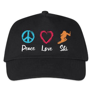 Peace Love Skiing - Kids’ Baseball Cap - black - Front