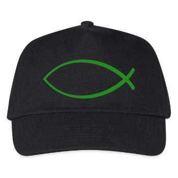 Ichtus Fisch dunkelgrün - Kinder Basecap - Schwarz - Vorne