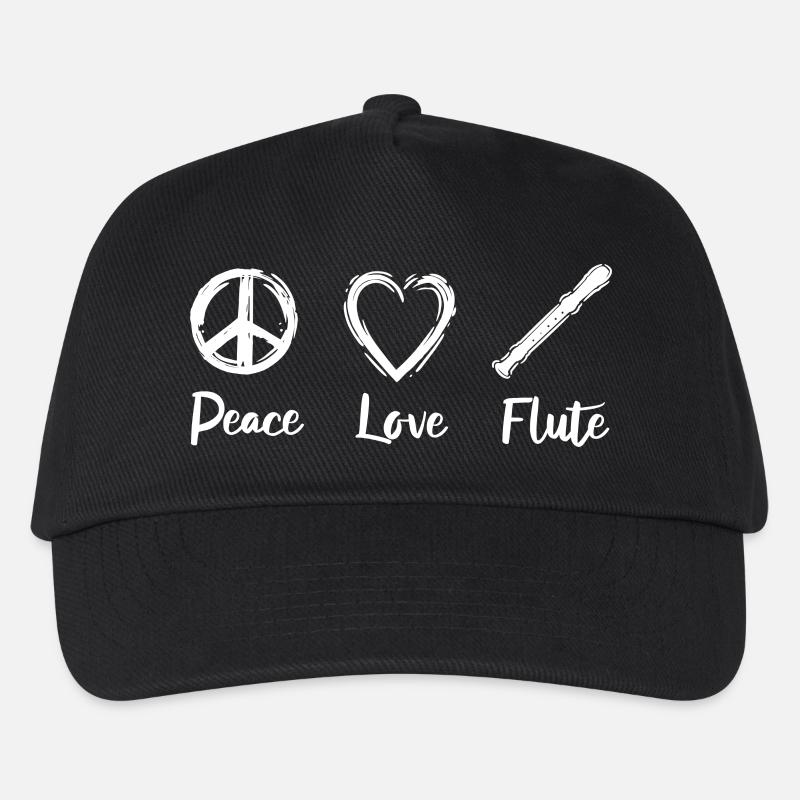 Peace Love Flute - Kinder Basecap - Schwarz