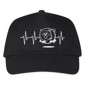 Pulse fat cat fly funny symbol heartbeat - Kids’ Baseball Cap - black - Front