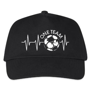 puls ball Herzschlag one team Mannschaft Verein - Kinder Basecap - Schwarz - Vorne