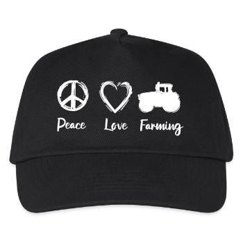Frieden Liebe Landwirtschaft - Kinder Basecap - Schwarz - Vorne