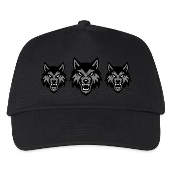 Wolf Kopf Gruppe Rudel - Kinder Basecap - Schwarz - Vorne
