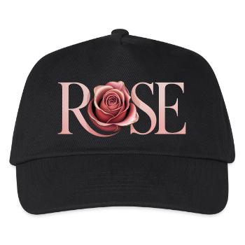 Rose - Cooles botanisches Logo - Kinder Basecap - Schwarz - Vorne