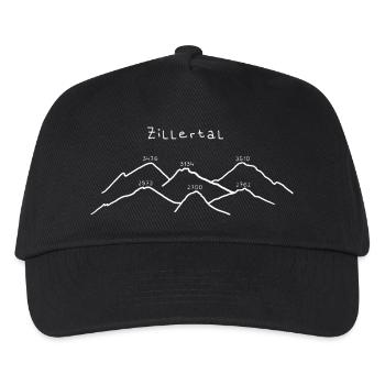 Zillertal - Berge mit Höhenmetern - Kinder Basecap - Schwarz - Vorne