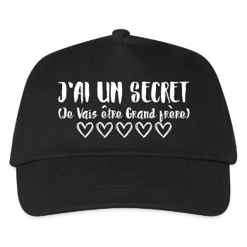 Ich habe ein Geheimnis, ich werde ein großer Bruder sein - Kinder Basecap - Schwarz - Vorne