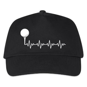 Golf Golfer Golfball EKG Herzschlag Herzfrequenz - Kinder Basecap - Schwarz - Vorne