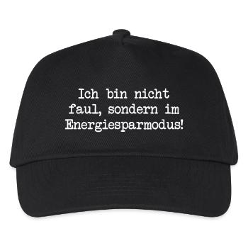 Ich bin nicht faul, sondern im Energiesparmodus! - Kinder Basecap - Schwarz - Vorne