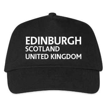 Edinburgh – Schottland Textdesign - Kinder Basecap - Schwarz - Vorne