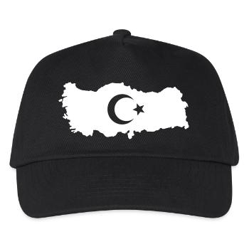 Kontur der Türkei mit Halbmond Stern - Kinder Basecap - Schwarz - Vorne