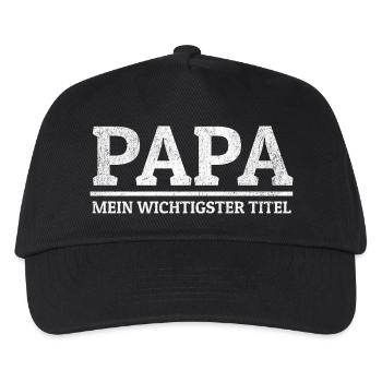 Papa Shirt Mein wichtigster Titel - Kinder Basecap - Schwarz - Vorne