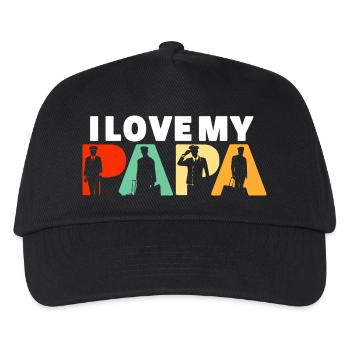 Ich liebe das Design meines Papa-Piloten und Fliegerkapitäns - Kinder Basecap - Schwarz - Vorne