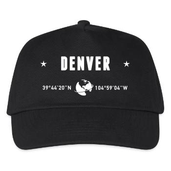 Denver, Colorado, Koordinaten: Planet Erde Weiß - Kinder Basecap - Schwarz - Vorne