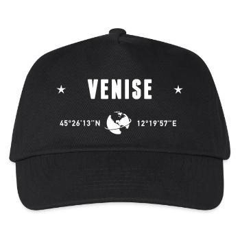 Venedig Italien Koordinaten GPS-Globus - Kinder Basecap - Schwarz - Vorne