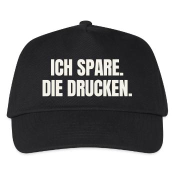 Ich spare. Die drucken. - Inflation Spruch - Kinder Basecap - Schwarz - Vorne