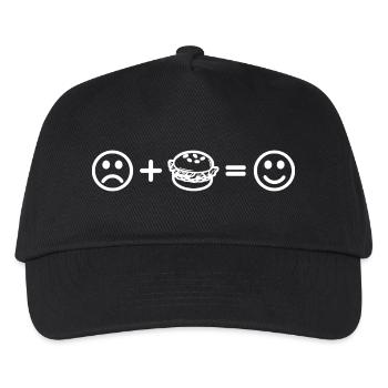 Burger Smiley Happy Cheeseburger - Casquette de baseball Enfant - noir - Devant