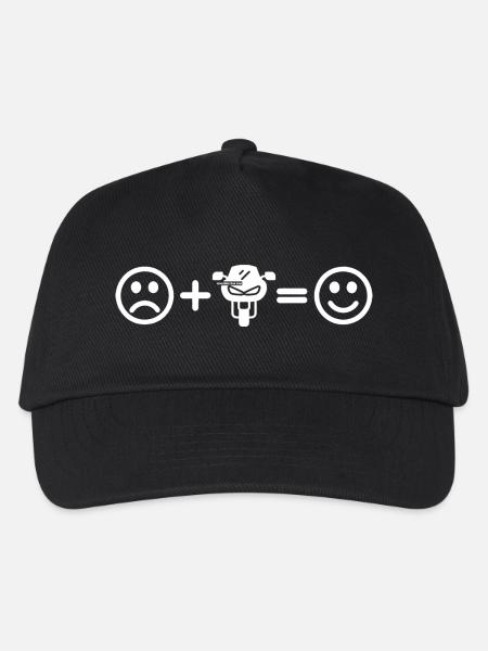 Motorrad Smiley Motorradfahrer - Kinder Basecap - Schwarz