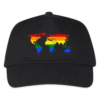 rainbow-world-map - Kinder Basecap - Schwarz - Vorne