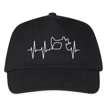 Nähen Nähmaschine DIY Nadel Faden Garn Herzschlag - Kinder Basecap - Schwarz - Vorne