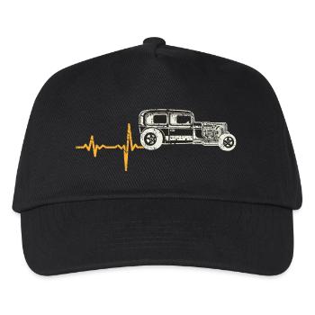 Geschenk Heartbeat Oldtimer - Kinder Basecap - Schwarz - Vorne