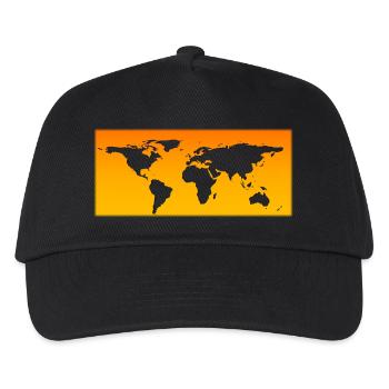 Weltkarte orange transparent - Kinder Basecap - Schwarz - Vorne