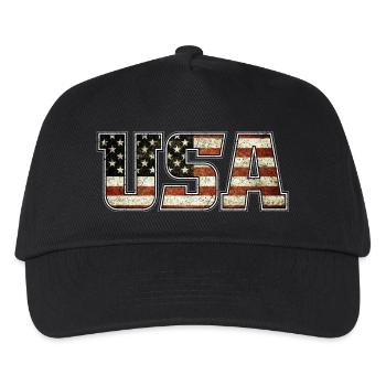 USA Typo Flag (oldstyle) - Kinder Basecap - Schwarz - Vorne