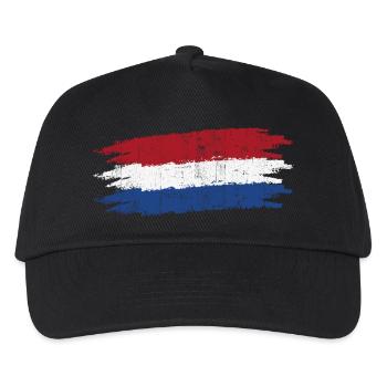 Holländische Flagge Pinselstriche T-Shirt - Kinder Basecap - Schwarz - Vorne