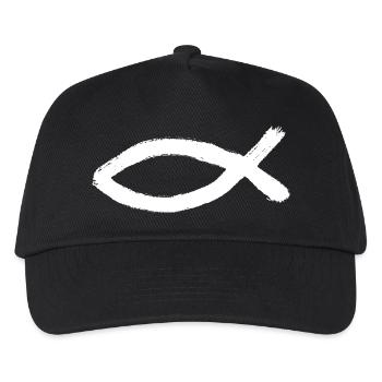 Jesus Fish White Ichthys Fish Jesus - Kids’ Baseball Cap - black - Front