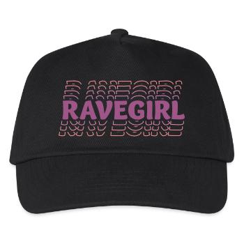 Ravermädchenzeichnung für Festival, Rave, EDM, Tanz - Kinder Basecap - Schwarz - Vorne