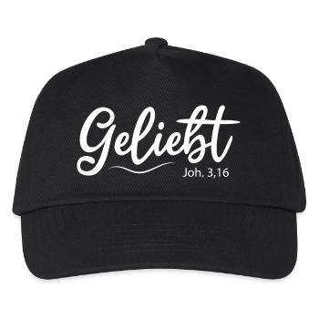 Geliebt, Bibelvers - Kinder Basecap - Schwarz - Vorne