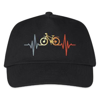 Vintage Mountainbiking Herzklopfen - Kinder Basecap - Schwarz - Vorne
