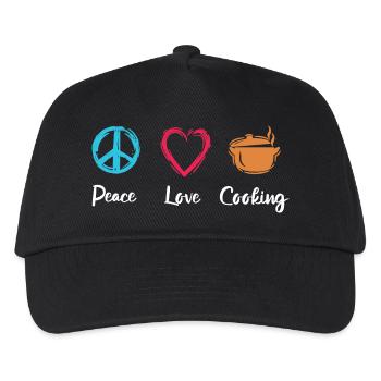 Peace Love Cooking - Kids’ Baseball Cap - black - Front