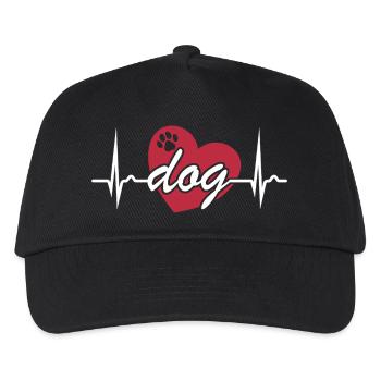 Courbe ECG - Courbe cardiaque - Pouls - Chien - Casquette de baseball Enfant - noir - Devant