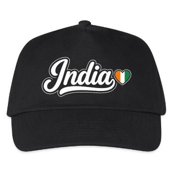 Indien-Schrift mit Flaggenherz Patriotisch - Kinder Basecap - Schwarz - Vorne