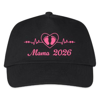 Mama 2026 Schwangerschaft Werdende Mutter - Kinder Basecap - Schwarz - Vorne