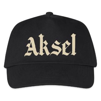 Aksel Fraktur Schrift - Kinder Basecap - Schwarz - Vorne