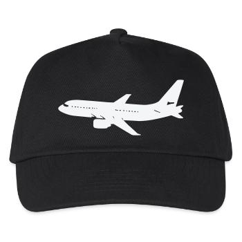 Flugzeug Silhouette auf Weiß - Kinder Basecap - Schwarz - Vorne
