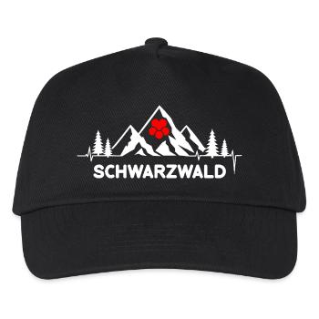 Schwarzwald mit Herzschlag und Herz Hut Berge - Kinder Basecap - Schwarz - Vorne